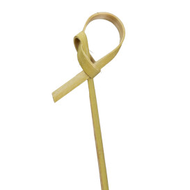 Bamboo Food Pick Bow Design Natural Green 10cm (100 Units)  