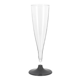 Reusable Durable PS Champagne Flute Anthracite Foot Cava 140ml 2-P (48 Units)