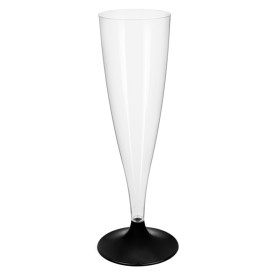 Reusable PS Champagne Flute Black Foot Cava 140ml 2-P (400 Units)