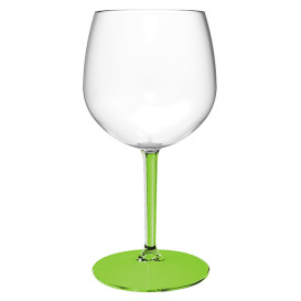 Reusable Durable Balloon Glas in TT Green Foot 580ml (1 Unit)