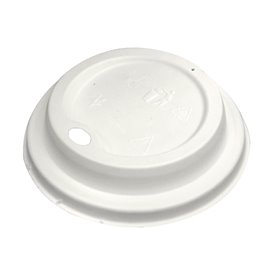 Lid with Hole of Moulded Cellulose Fibre White Ø9,0cm (50 Units)