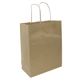Flat Handle Kraft Paper Bags 80g/m² 22+10x28cm (50 Units)