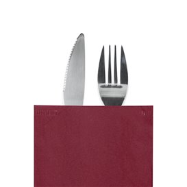 Paper Cutlery Envelopes with Napkin Burgundy 11x25cm (800 Units)