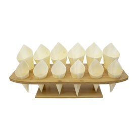 Bamboo Serving Cone Holder 12 Slots (4 Units)