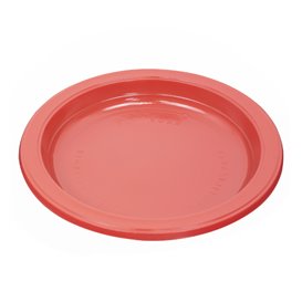 Plastic PS Reusable Plate Flat Red Ø220mm (300 Units)