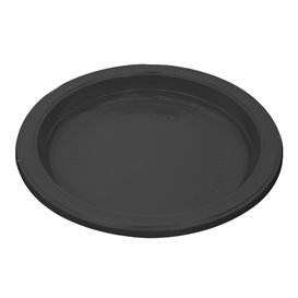 PS Reusable Plastic Plate Flat Black Ø220mm (25 Units)