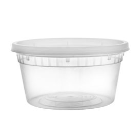 Plastic Container in PP with Lid Transparent "Deli Range" 370ml (40 Units)