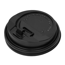 Black PS Lid SIP With Hole for Paper Cups Ø9cm (50 Units)
