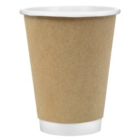 Cardboard Cup Double Wall Smooth Kraft 12Oz/360ml Ø9cm (25 Units)