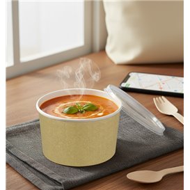 Paper Soup Bowl with Lid Kraft PP 16 Oz/473ml (500 Units)