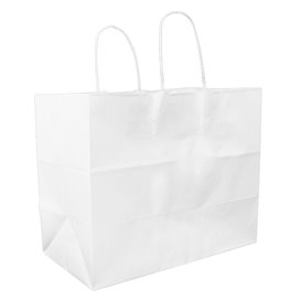 Paper White Bag with Flat Handles 80g/m² 32+16x27cm (300 Units)