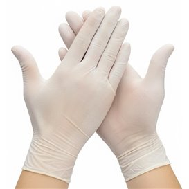 Latex Gloves White Size L AQL 1.5 (100 Units)