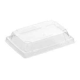 Black Plastic Lid for Sushi Container rPET 16,5x11,5cm (12 Units)