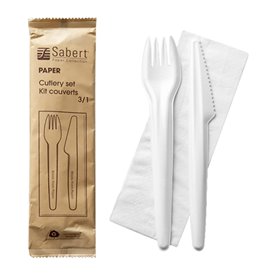 Kraft Cardboard Cutlery Kit Fork ,Knife and Napking (300 Units)