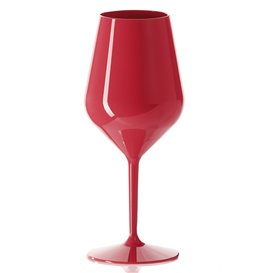 Durable Reusable Red Tritan Wine Glass 470ml (6 Unit)
