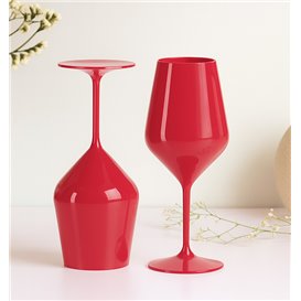 Durable Reusable Red Tritan Wine Glass 470ml (1 Unit)