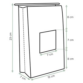 SOS Bag with Tin Tie and Window White 15+7x23cm (1000 Uds)