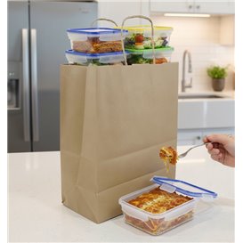 Paper Bag with Handles Kraft Brown 115g/m² 22+10x27cm (25 Units) 