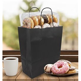 Paper Bag with Handles Kraft Black 90g/m² 24x11x32cm (250 Units)