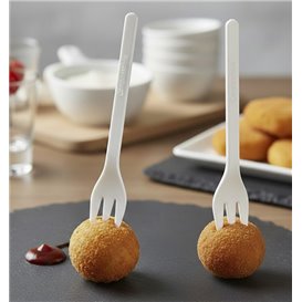 Plastic CPLA Appetizer Mini fork White 100 mm (1000 Units)