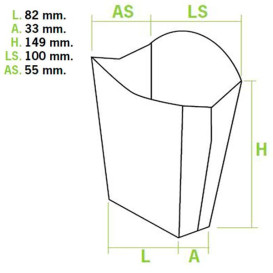 Paper French Fries Scoop Container Kraft Large size 8,2x3,3x14,9cm (25 Units) 